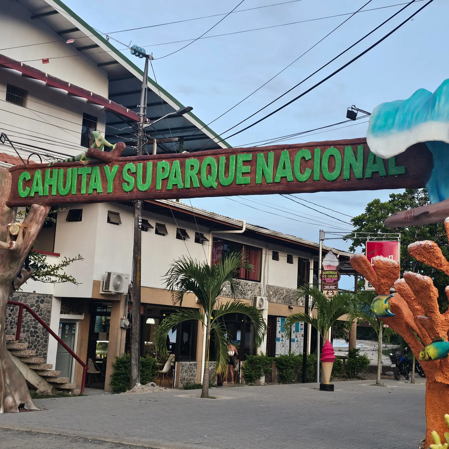 The colourful entrance sign of Cahuita National Park