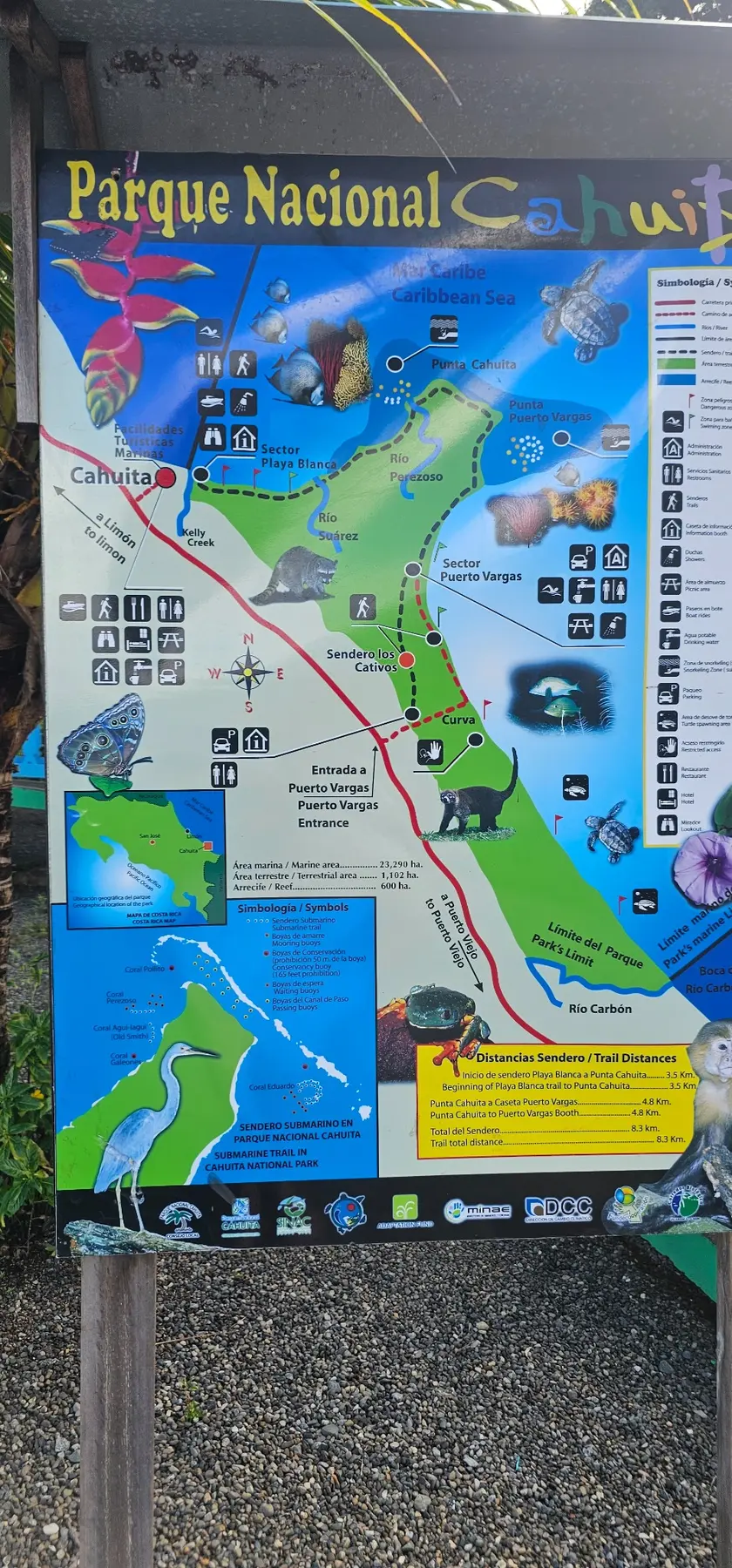 Visitor map of Cahuita National Park