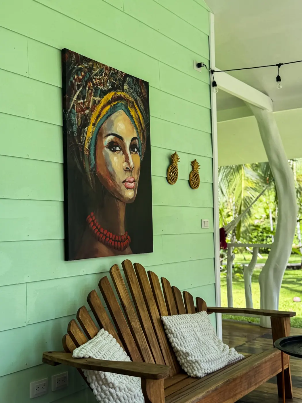 Covered outdoor lounge at Casa Verde